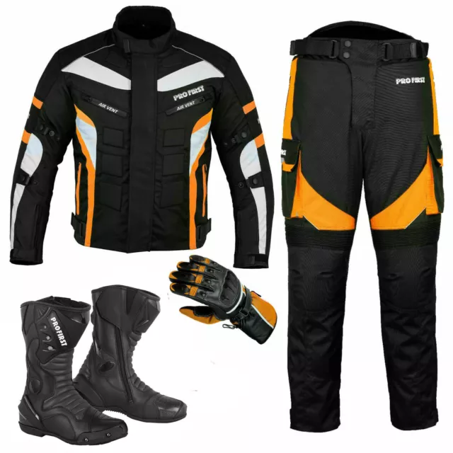 Men Motorcycle Racing Set Waterproof Suits Motorbike Leather Boots Armoured Suit
