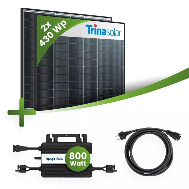 Premium Balkonkraftwerk SET 860 Wp Solaranlage 800W-2T Wechselrichter WLAN 2024