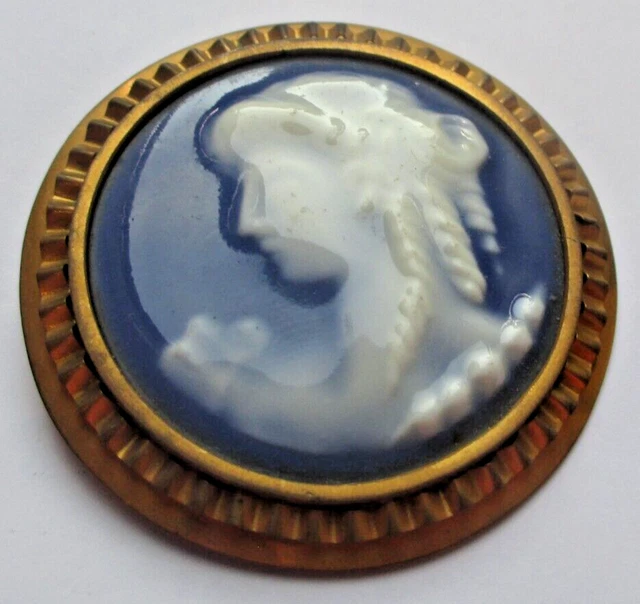 Broche Ancienne En Porcelaine De Limoges - Camée Floral Couleur Or, Bijou Vintage Parfait état
