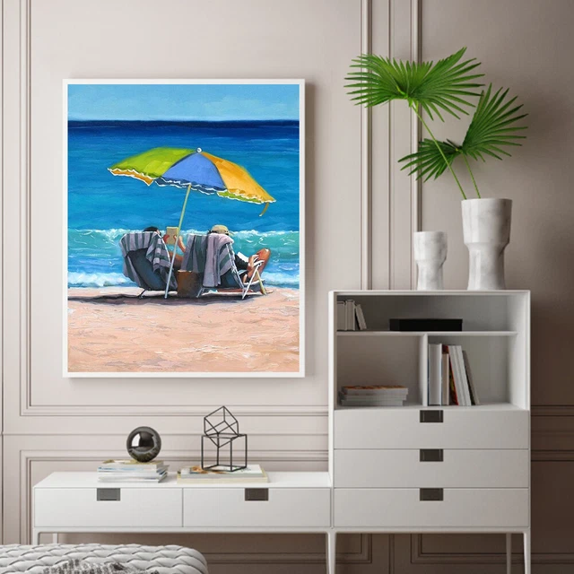 Tumbona de playa pintura al óleo por número kit hágalo usted mismo pintura acrílica sobre lienzo (B1787)