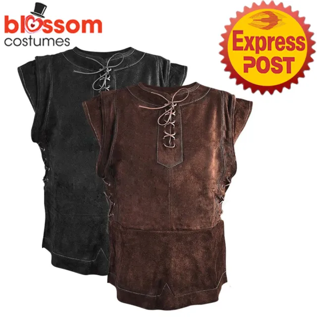 N481 Men Medieval Vest Renaissance Costume Top Nobleman Viking Aristocrat Knight