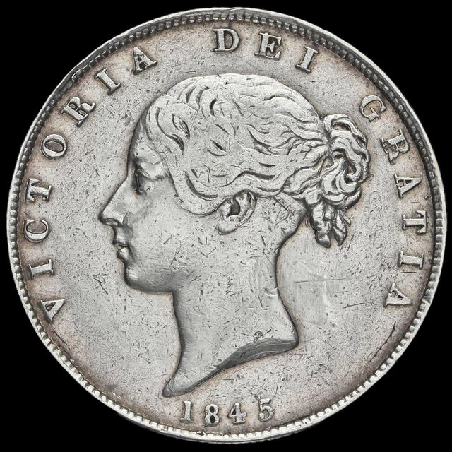 1845 Queen Victoria Young Head Silver Half Crown