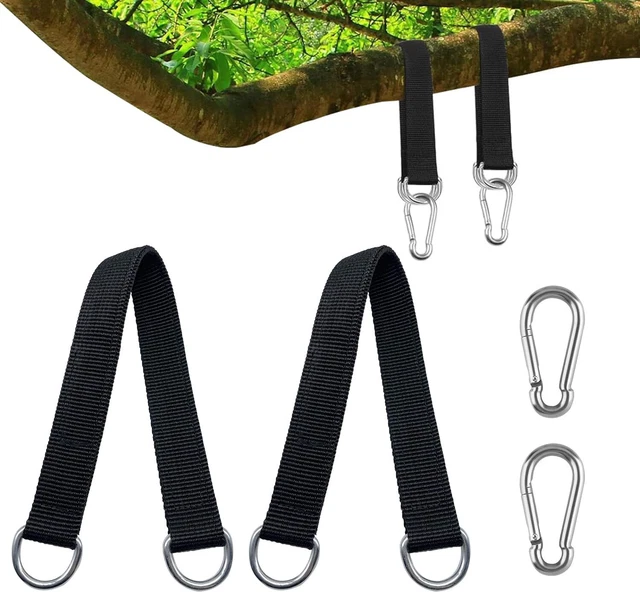 Kit De Sangle Pour Hamac Et Balançoire - 2x150 Cm Avec Mousquetons Et Anneaux En D - Fixation Arbre Pour Camping Et Jardin