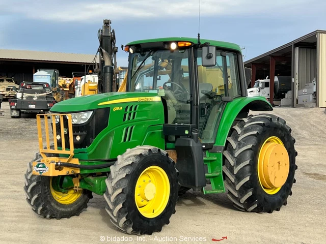 2015 John Deere 6115M 4WD Utility Tractor Diamond Flail Mower Cab AC PTO bidadoo