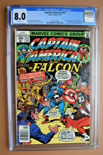 1978 Marvel Comics Captain America & Falcon #217 1st Marvel Man CGC 8.0 VF