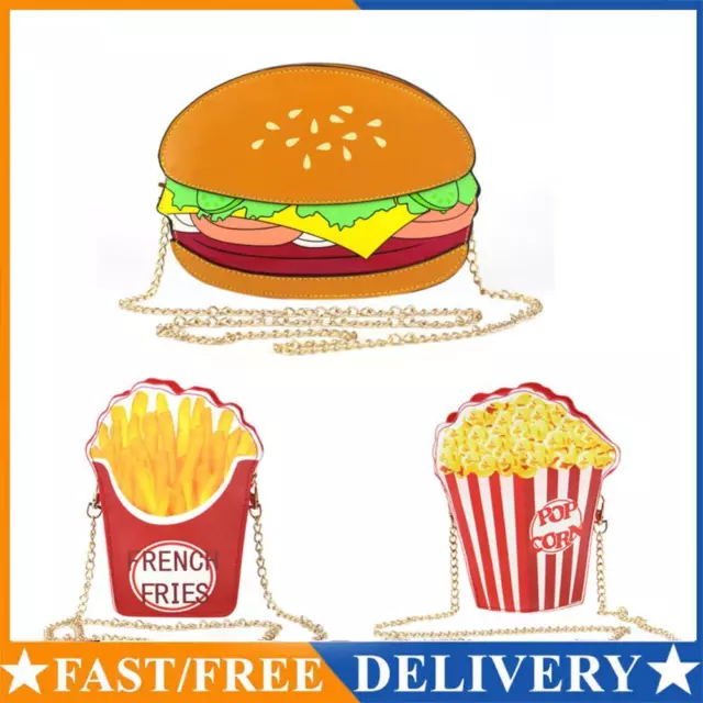 Woman Hamburger Cupcake PU Chain Bag Popcorn Fries Crossbody Messenger Bags