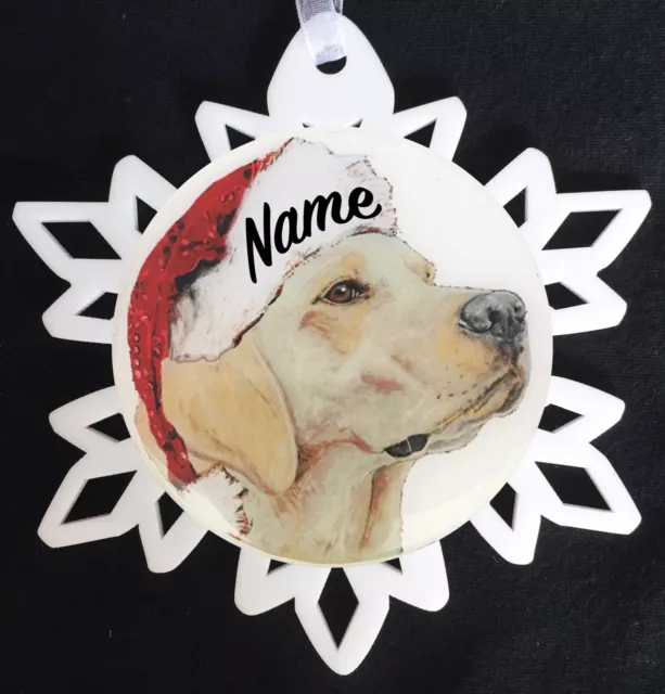 Santa Yellow Labrador Retriever Dog Christmas Ornament - Free Personalization