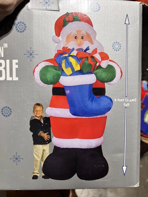 HUGE VINTAGE SANTA with Stocking Inflatable Airblown 8 Ft Tall Kmart