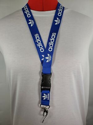 Adidas Lanyard Blue & White Strap Detachable Keychain Badge ID Holder