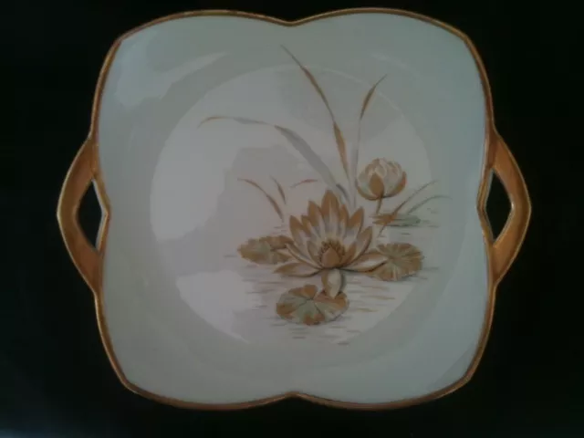 ALKA KUNST BAVARIA GILT EDGED WATERLILY PLATE 12"=30cm DIAMETER WESTERN GERMANY