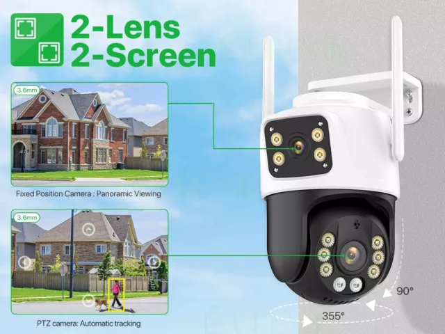 caméra de surveillance extérieur PTZ IP WIFI 4K P2P onvif Icee , IA Double Cam