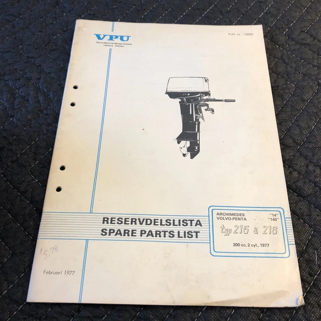 Volvo Penta 10080 1977 Tpe 215 & 216 200cc 2-Cyl Parts List