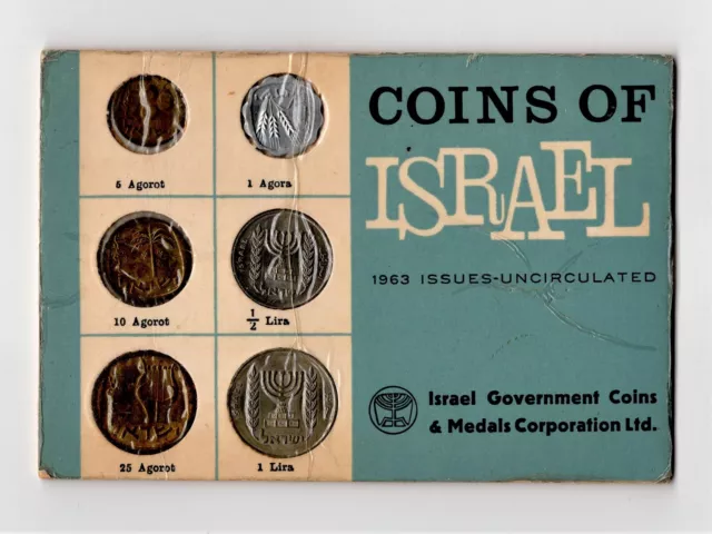 Orig 1963 Coins Of Israel Uncirculated Set - Including Inverted Reverse 1 Agora