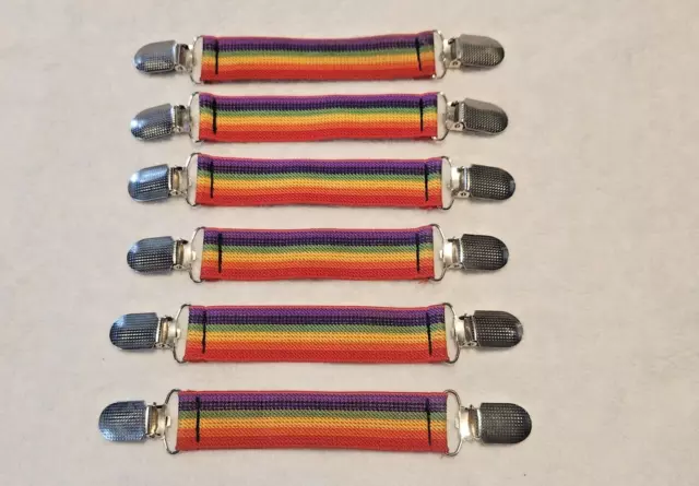 Set-6 Rainbow Elastic Stocking Clips Suspenders for Garter Belt Girdle Corset 7"