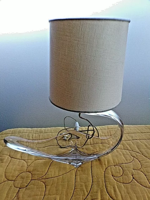 Ancienne lampe de table en forme de coupe/vide-poche en verre vintage 1950 2