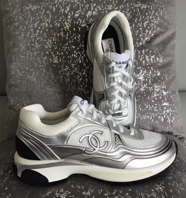 NEW CHANEL CASUAL Style Runners-Sneakers White-Silver Low Top G39792 EUR  41-US 9 $899.00 - PicClick