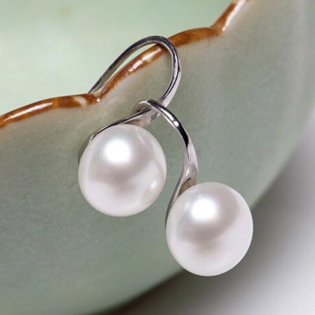 Earring Rhinestone Women 1 Crystal Pearl White Lady Pair Ear Silver Elegant Stud