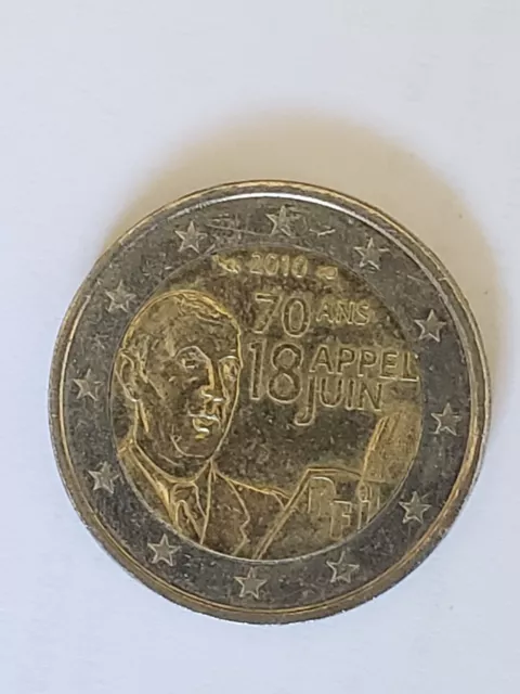 Pièce Monnaie 2 Euros Commémorative 70 Ans Appel Du 18 Juin (2010)  De Gaulle