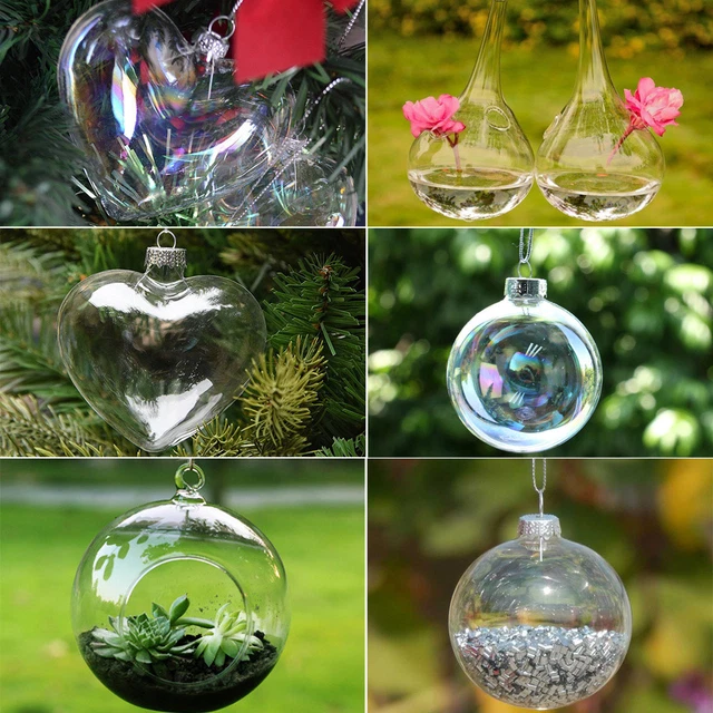 CLEAR PLASTIC GLASS Balls Bauble Sphere Fillable DIY Christmas Xmas