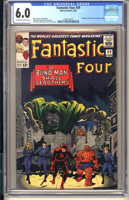FANTASTIC FOUR #39  CGC 6.0 OWW FN  Marvel Comic 1965 Daredevil Doctor Doom v1