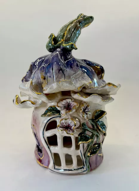 Blue Sky Clay Works 2001 Porcelain Fairy House Fairy Tealight Candle-signed
