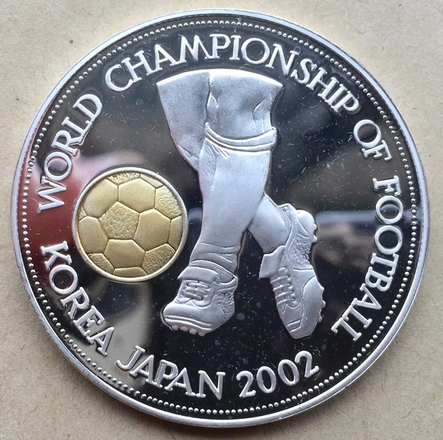 Uganda 2001 World Cup 1000 Shillings Gilt Silver Coin,Proof