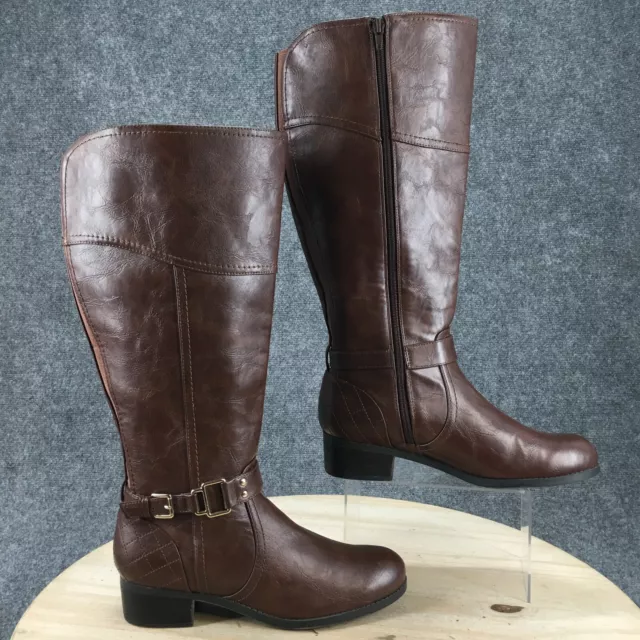 Unisa Boots Womens 10 W Untennaw Riding Knee High Side Zipper Brown Faux Leather