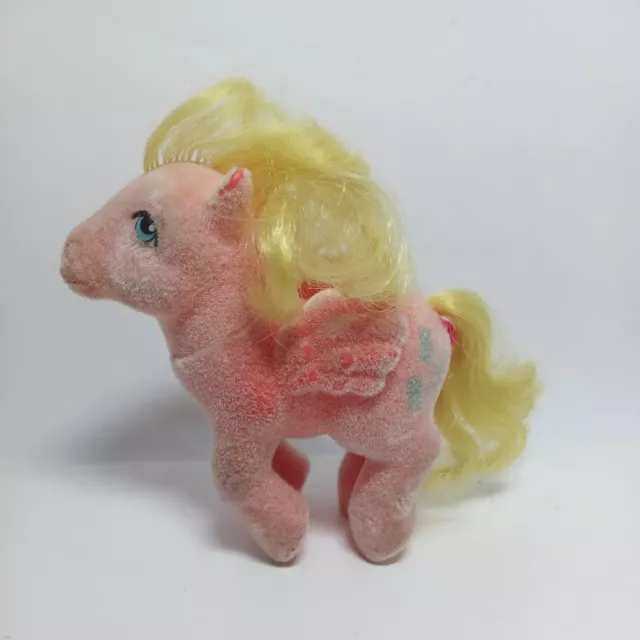 Vintage Flocked My Little Pony So Soft Best Wishes G1 Pink Fuzzy Pegasus 1983