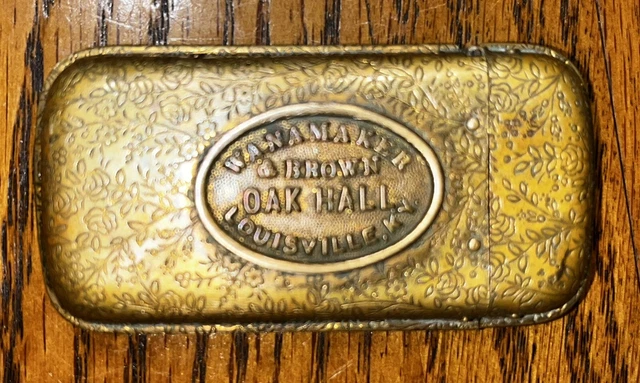 Antique 1880 Wanamaker & Brown's Oak Hall Louisville Ky Match Safe Advertising Antique 1880 Wanamaker & Brown's Oak Hall Louisville Ky Match Safe Advertising