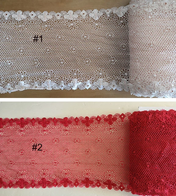 8.5'' Wide Lovely Rayon Venise Lace Trim Fleshcolor, Red zhs64