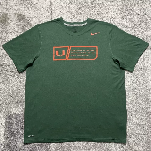 Nike Dri Fit NCAA Miami Hurricanes College Shirt Mens XL