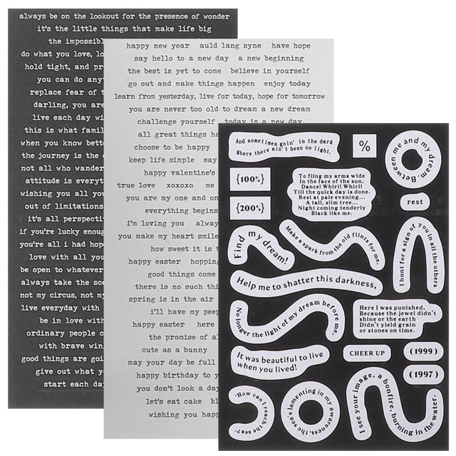 16 Sheets Word Stickers Text Handbook Stickers Korn Stickers Vintage
