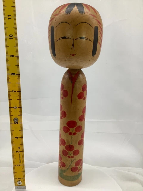 Poupée Kokeshi Japonaise Rare En Bois - Modèle Iwate Sosaku Corps Court - K089 - Pièce De Collection Artisanale
