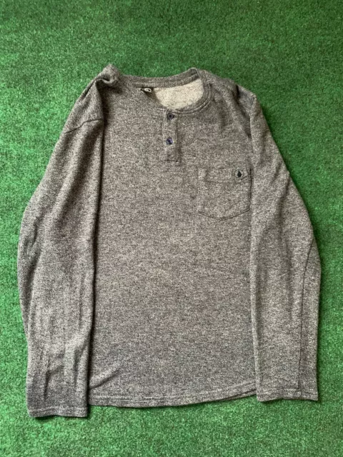 Volcom Long Sleeve Shirt Men’s Medium Henley Gray With Pocket