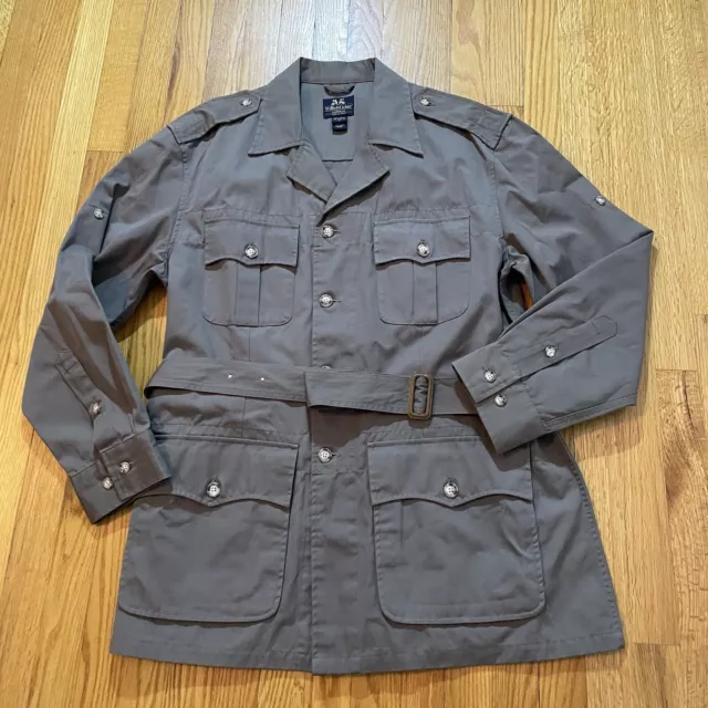 Vintage Willis & Geiger Cotton Bush Poplin Belted Safari Coat Jacket Size Large