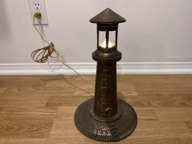 Antique Vintage Cast Brass Lighthouse Light House Table Lamp