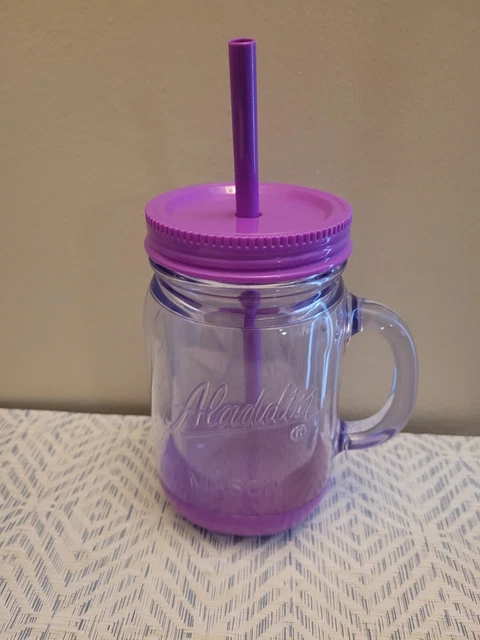 Aladdin 20 oz Insulated Mason Mug Classic Tumbler w/Purple Top & Straw
