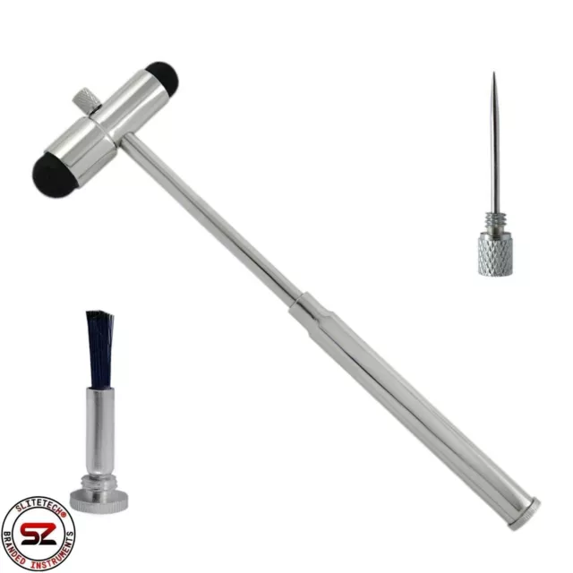 Neu Reflexhammer Buck 18 cm Nadel und Pinsel Hammer Perkussionshammer Diagnostik