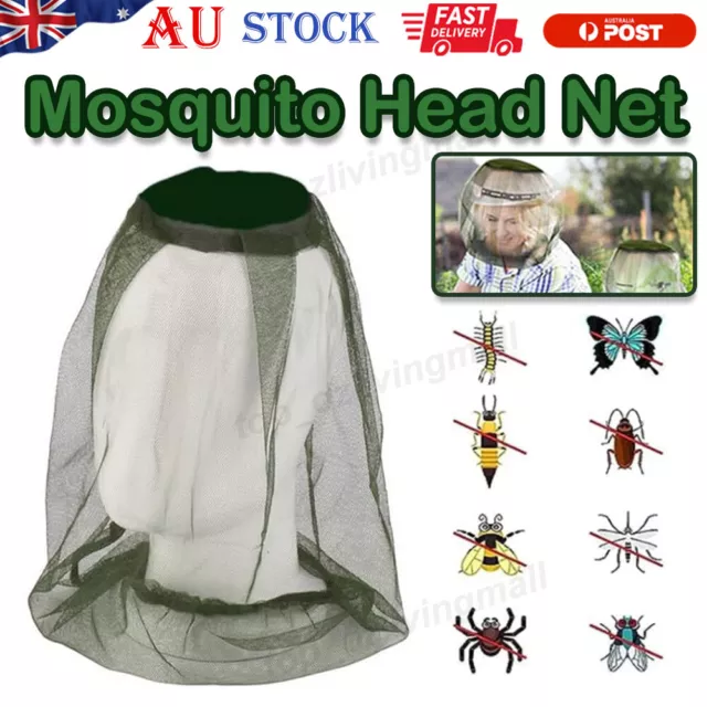 Mosquito Head Net Face Mesh Cover, Anti Bee Bug Gnat Insect Fly Mask Hat Netting