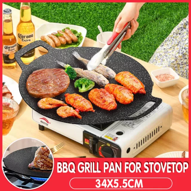  COOKKING - Master Grill Pan, Korean Traditional BBQ Grill Pan -  Stovetop Nonstick Indoor/Outdoor Smokeless BBQ Cast Aluminum Grill Pan:  Home & Kitchen