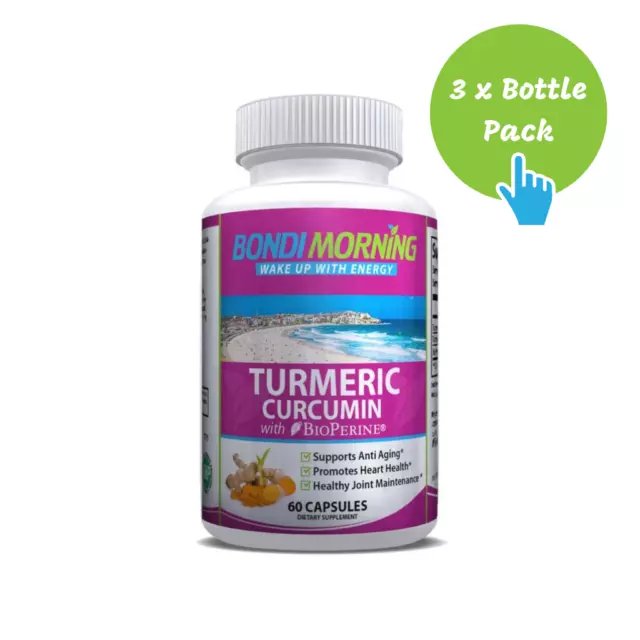 Turmeric Curcumin w/ Bioperine 1200mg Anti-Inflammatory Supplement - 60 Caps x 3