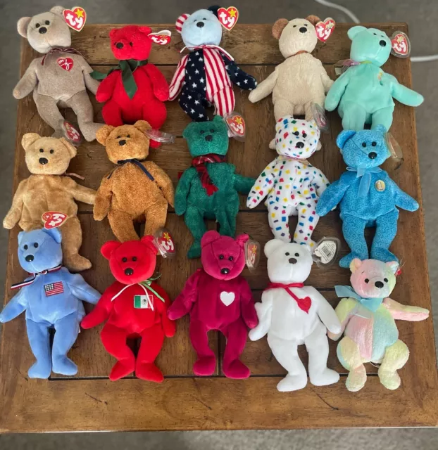 29 Different TY Beanie Babies 1990s-2000s ERRORS - P.V.C. PELLETS - PROTECTORS