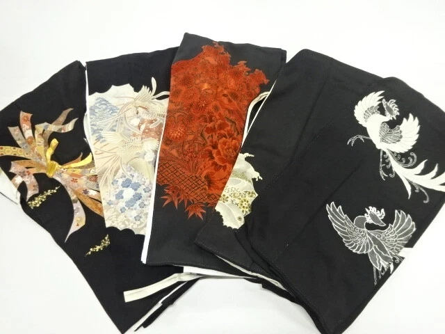 41129# Japanese Kimono / Antique Tomesode / Set Of 5