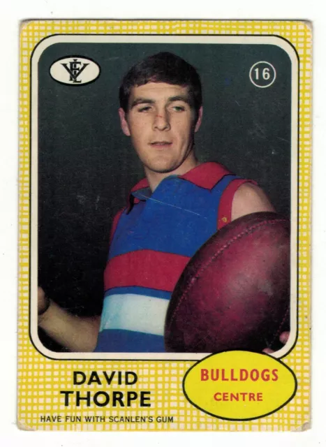 Scanlens Vfl Afl 1972 Footy Card David Thorpe Footscray Bulldogs #16 Football