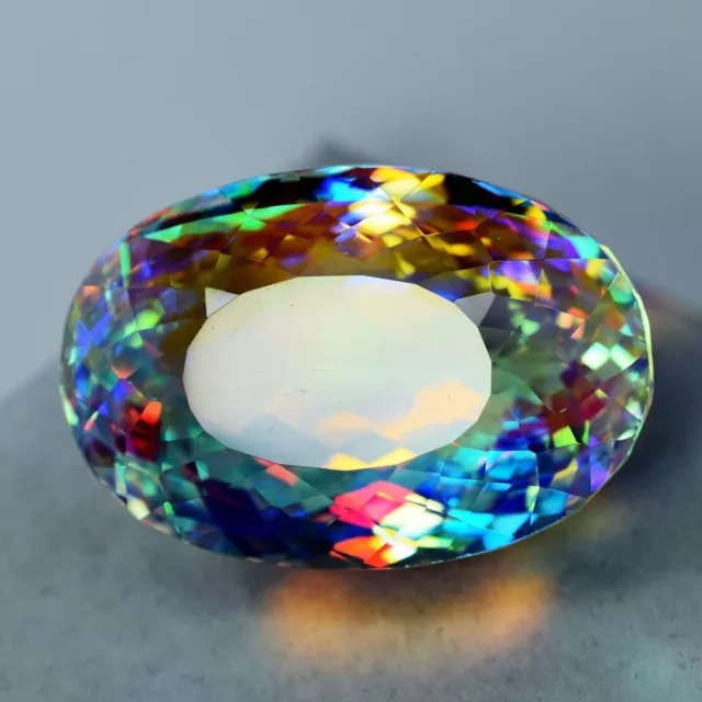 40 à 50 ct A++ Rainbow Mystic Topaz Oval Cut CERTIFIÉ Pierre précieuse en...