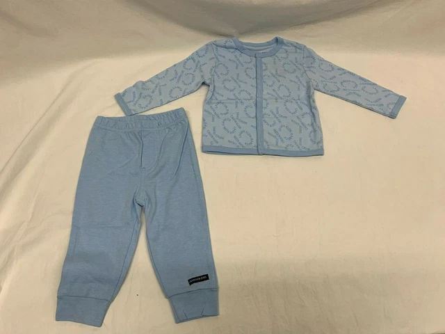 New Calvin Klein Infant Baby Boys Blue Top Bottoms Pant Set Outfit Sz 12 Months