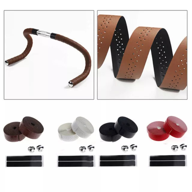 Self-Adhesive Leather Anti Slip Handlebar Tape Bar Grip Wrap Road Bike Bicycle