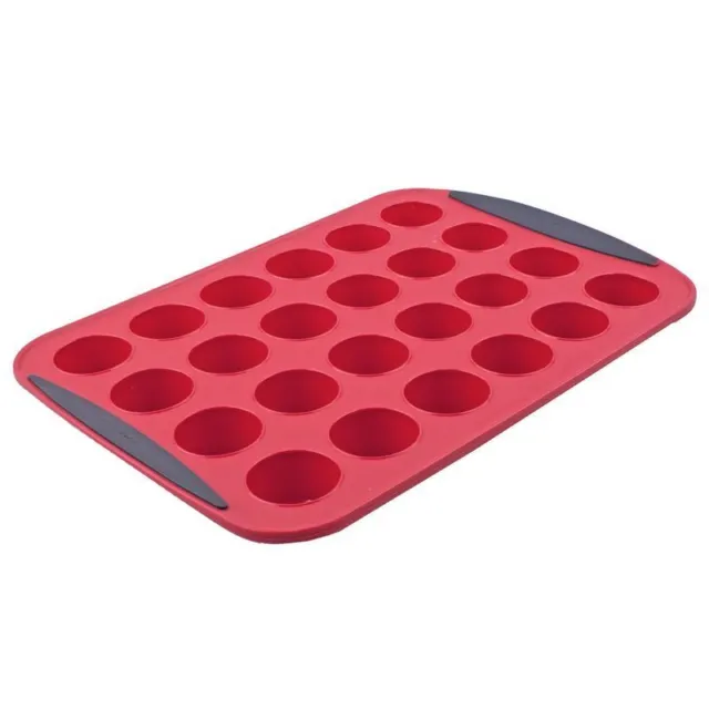 Daily Bake - Silicone 24 Cup Mini Muffin Pan Red