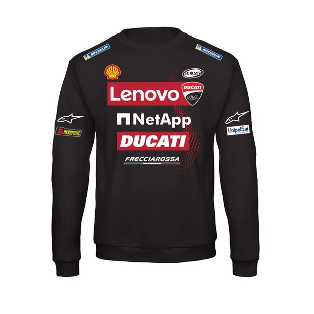 Felpa girocollo nera Ducati campione team corse Moto GP Italia