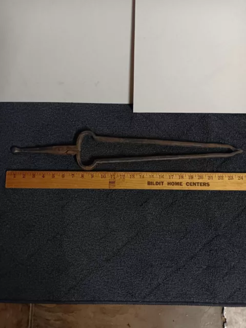 Antique 1800's Hand Forged Iron Fireplace Tongs